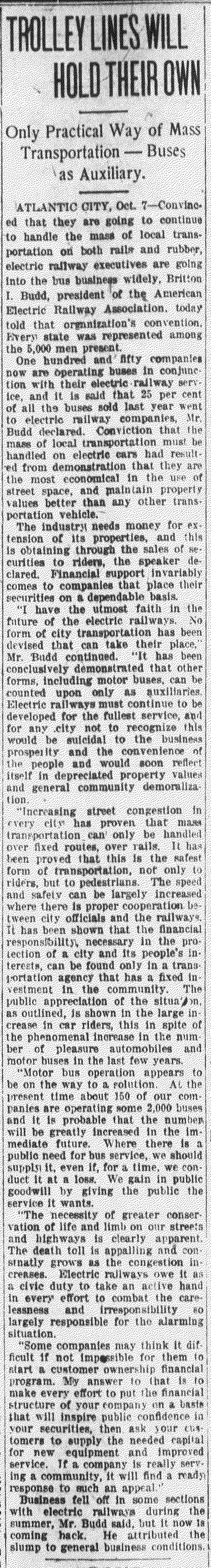 October 8, 1924 Bangor Daily News clipping, transcription below